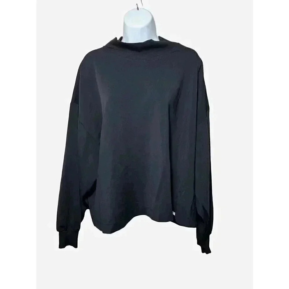 Athleta Size Large Black Venice Mock High Neck Long Sleeve Active Sweatshirt - Picture 1 of 8